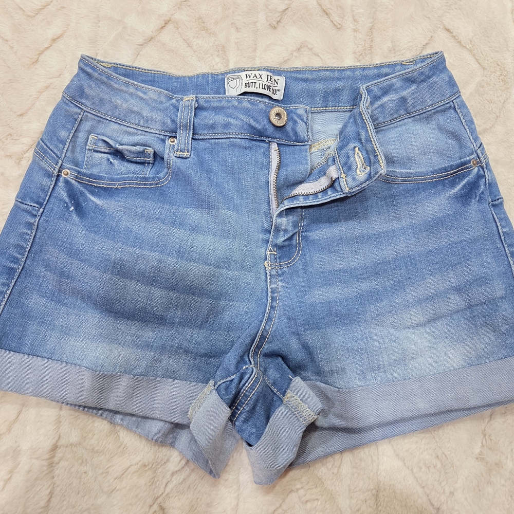 Trendy Wax Jean Women's Blue Denim Shorts- Size S BUTT, I Love U!